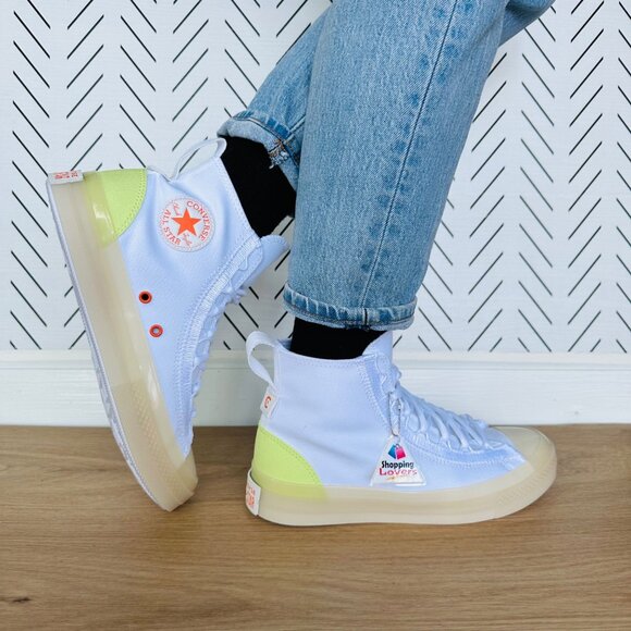 ❤️Converse Chuck Taylor All Star CX EXP2 Hi Women Shoes 8.5 White Green A10261C - Picture 1 of 14